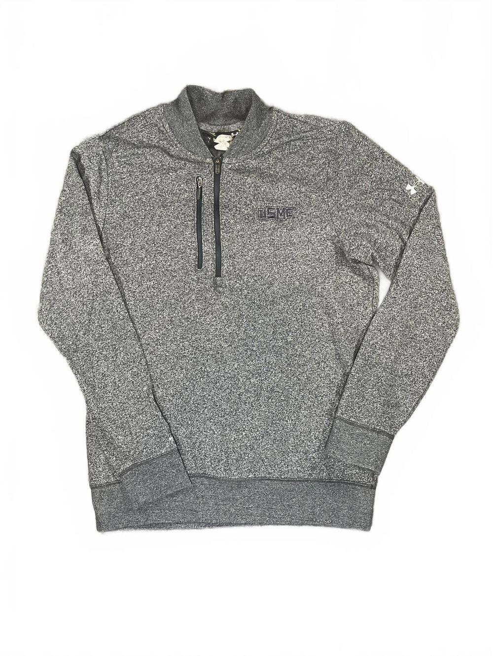 Under Armour Charged Men's Gray 1/4 Zip Sweatshirt USMC Embroidery - Size Small